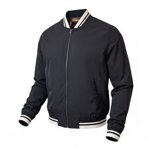 Men’s American Eagle Bomber Jacket M Medium‎ Black White Varsity 2016 Jock